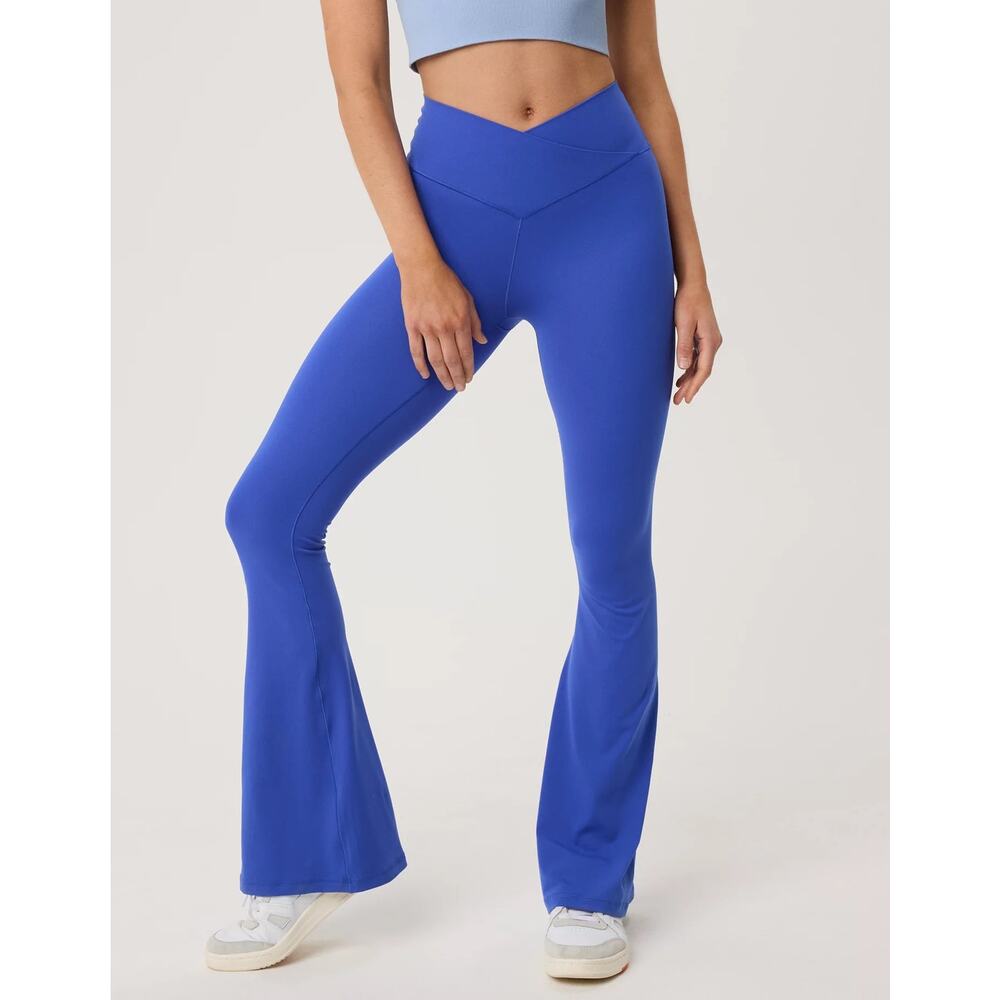 Aerie Offline | Blue Crossover High Waist Flare Leggings Activewear Yoga Sz S